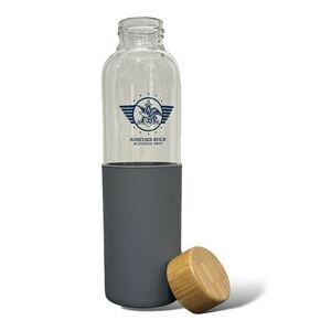 Anheuser-Busch Activation Army Glass Water Bottle‎ Gray Silicone Sleeve 18 oz